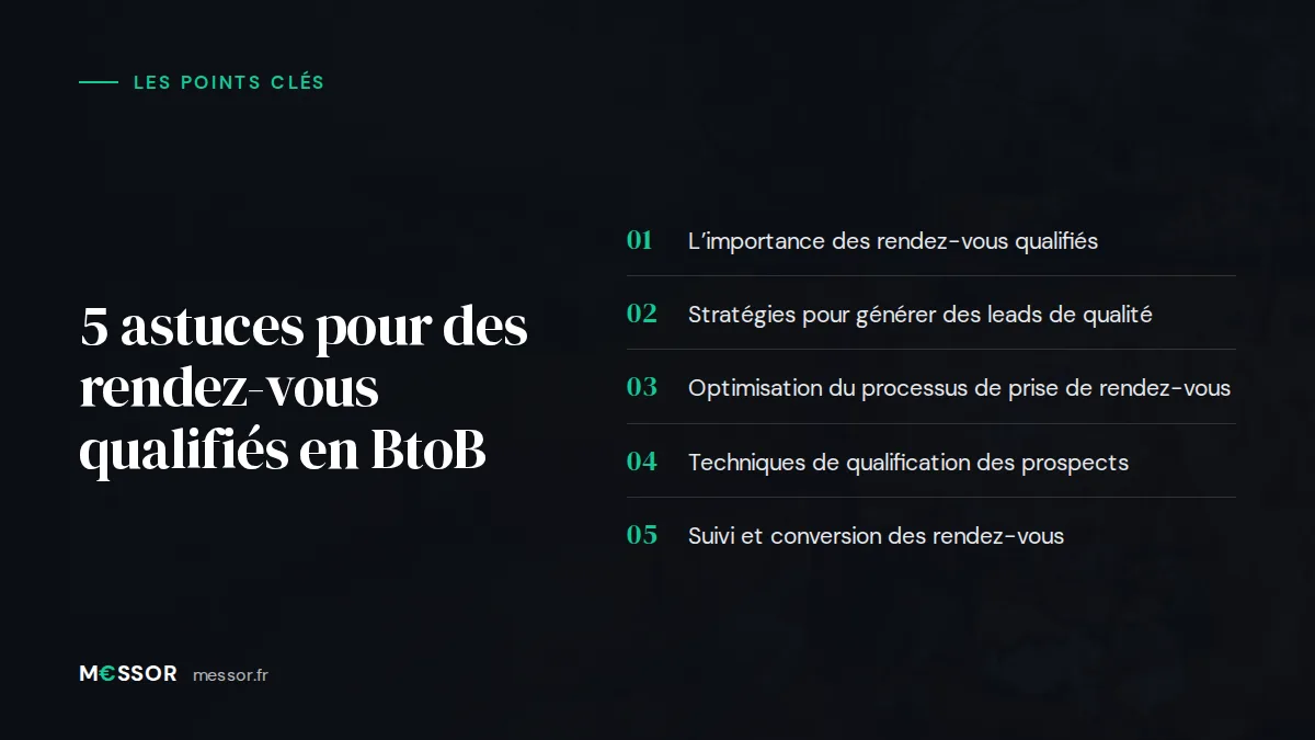 Infographie : les 5 points clés de l’article « 5 Astuces pour des Rendez-Vous Qualifiés en BtoB »
