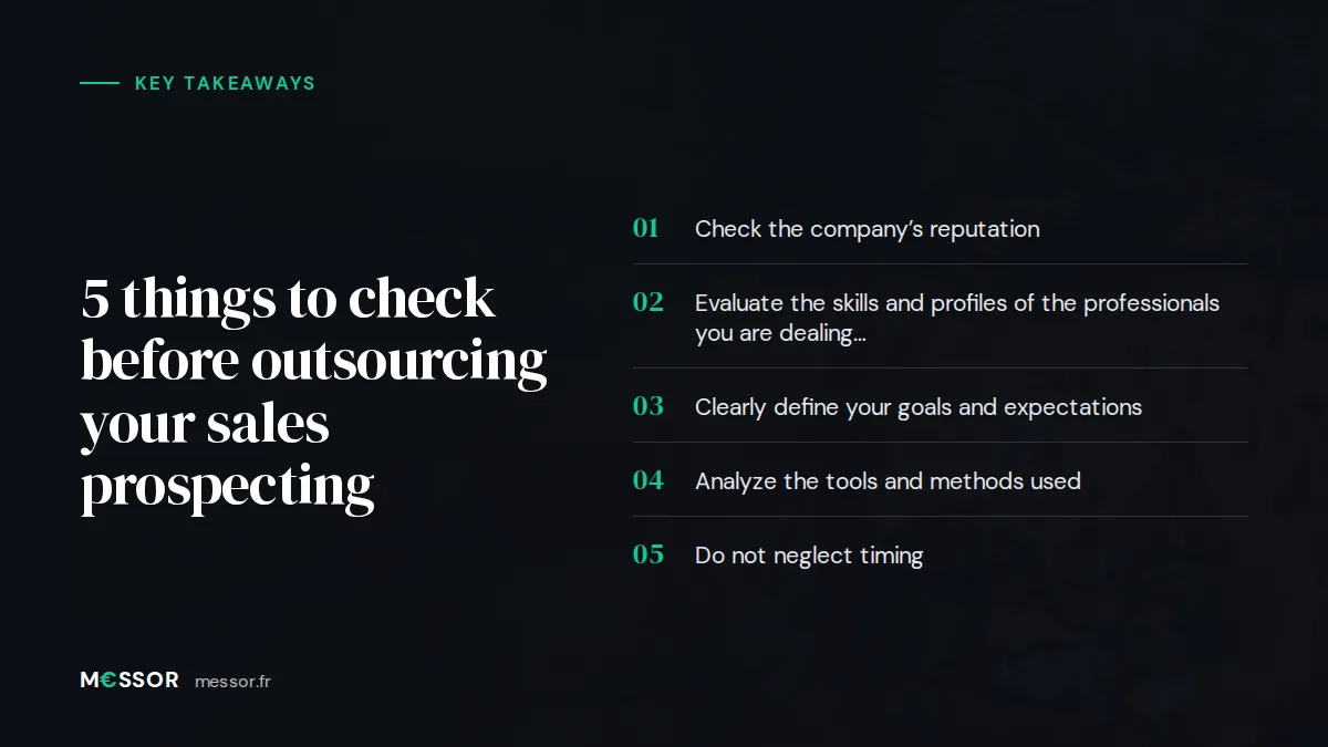 Infographic: the 5 key takeaways from “5 things to check before outsourcing your sales prospecting”