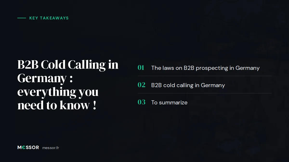 Infographic: the 3 key takeaways from “B2B Cold Calling in Germany : everything you need to know !”