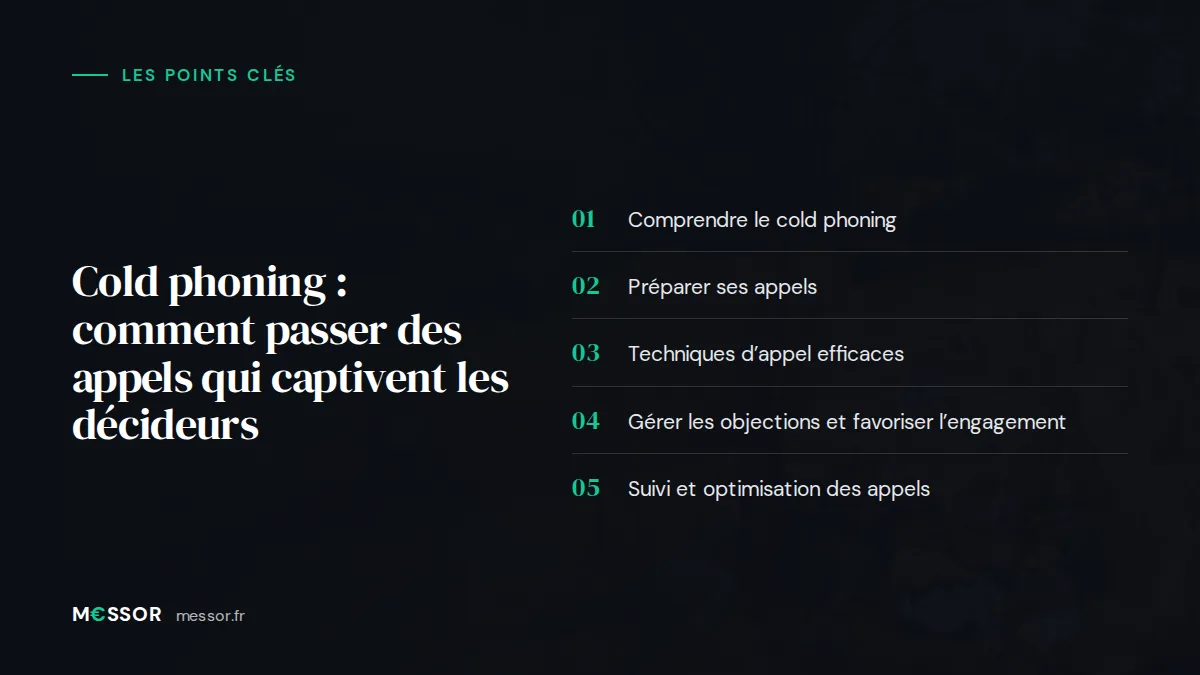 Infographie : les 5 points clés de l’article « Cold Phoning : Comment Passer des Appels Qui Captivent les Décideurs »