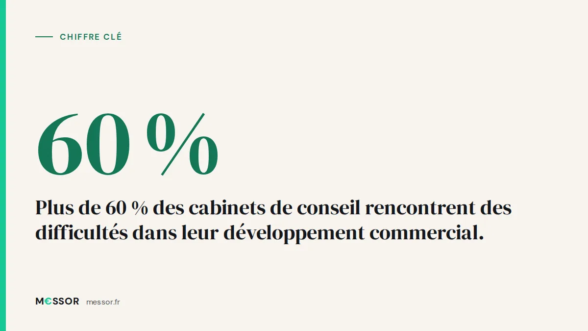 Chiffre clé : Plus de 60 % des cabinets de conseil rencontrent des difficultés dans leur développement commercial.
