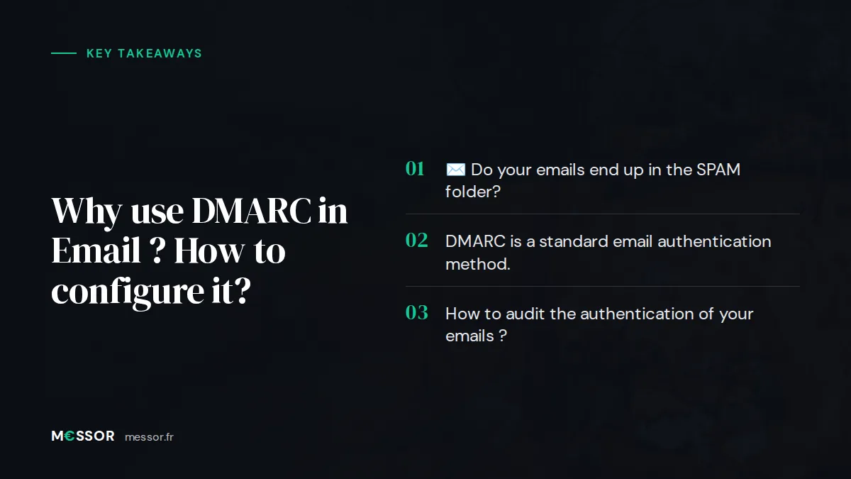 Infographic: the 3 key takeaways from “Why use DMARC in Email ? How to configure it?”
