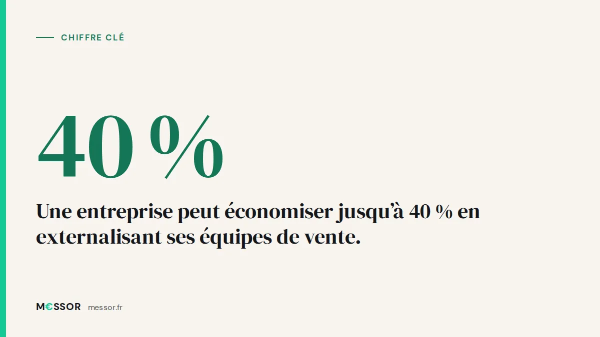 Chiffre clé : Une entreprise peut économiser jusqu’à 40 % en externalisant ses équipes de vente.