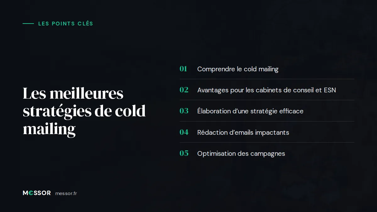 Infographie : les 5 points clés de l’article « Les Meilleures Stratégies de Cold Mailing »