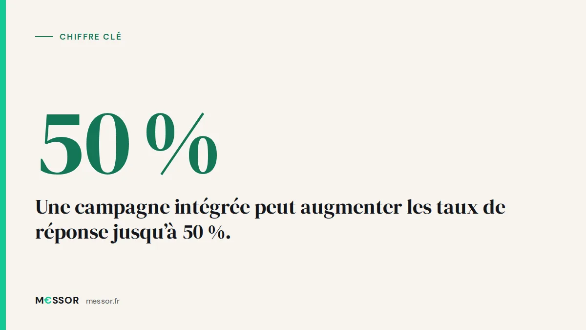 Chiffre clé : Une campagne intégrée peut augmenter les taux de réponse jusqu’à 50 %.
